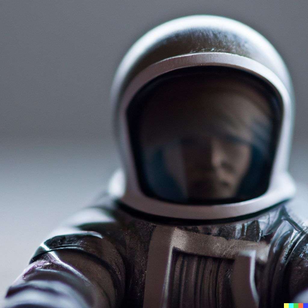 an astronaut, photograph, f1.4, very shallow depth of field
